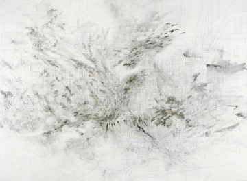 Julie Mehretu  b. 1970, Ethiopia Fragment  2009  Ink and acrylic on canvas 304.8 x 416.6 cm (120 x 164 in.) Collection of the artist, courtesy Marian Goodman Gallery, New York/London/Paris