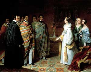 Queen Adelaide receiving the Malagasy ambassadors at Windsor Castle in March 1837