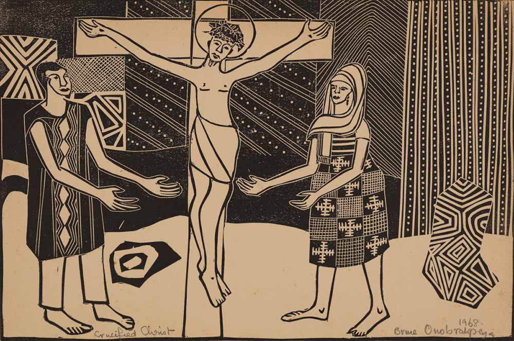 Jesus on the Cross, 1968linocut print11 x 15  inchesCollection of Bruce OnobrakpeyaXLBO-052