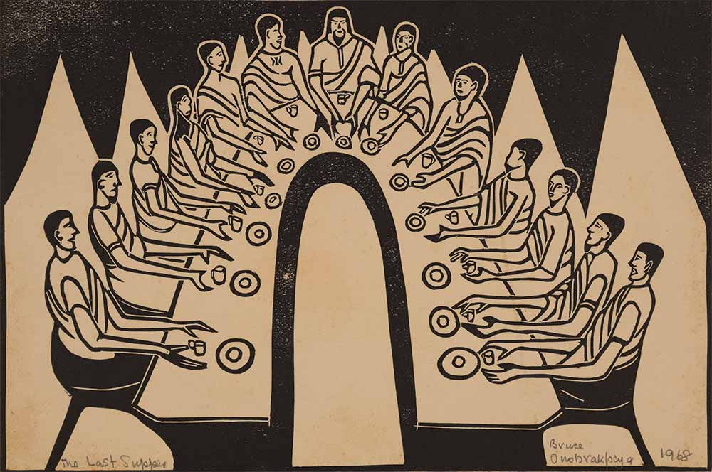 The Last Supper, 1968Linocut printCollection of Bruce Onobrakpeya